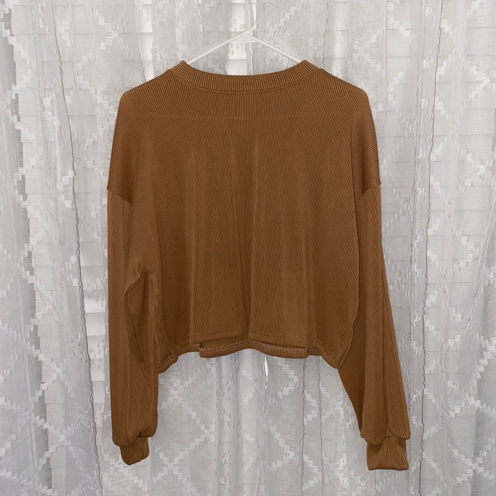 NEW Brown Cozy Ribbed Long Sleeve Top